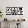 Wallity Vista Trio B - Escultura de pared de metal negra (3 piezas)